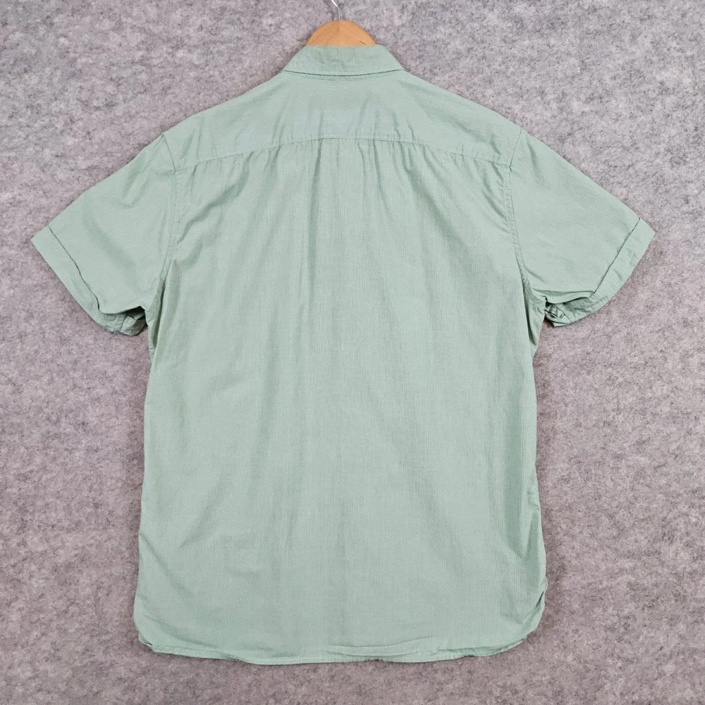 Banana Republic Men's Shirt Size L Green Nailhead Camden‎ Fit Lightweight STAIN
